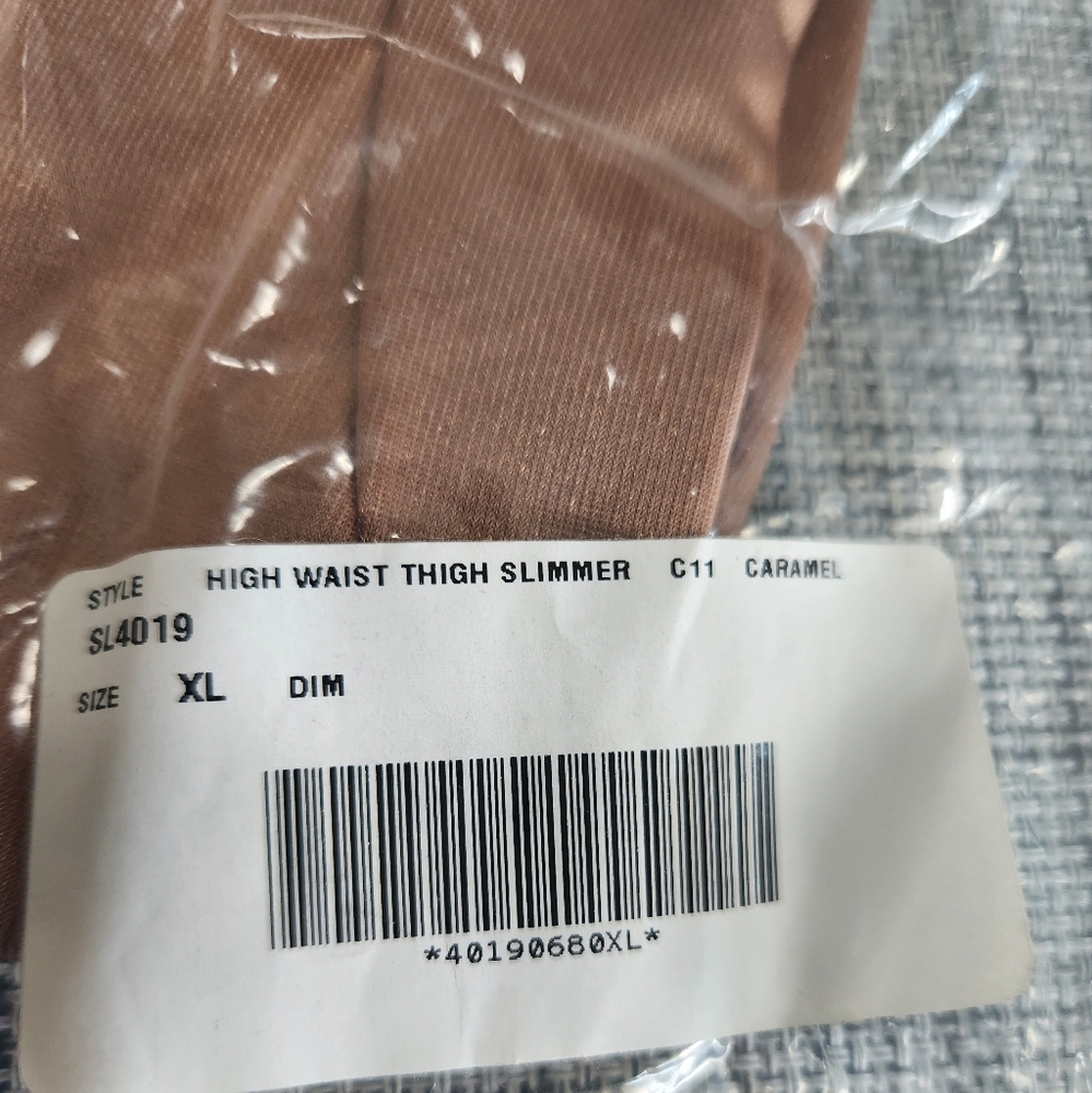 New in package Ruby Ribbon High Waist Thigh Slimmer, XL, camel.